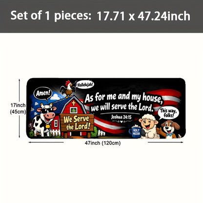 We Will Serve The Lord American Patriotic Christian Kitchen Mat