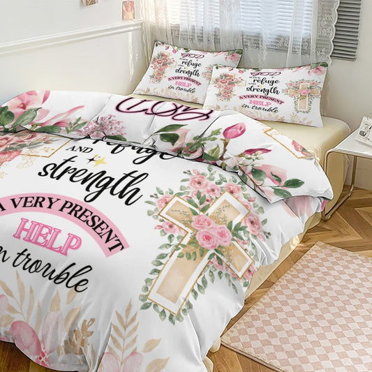 God Is Our Refuge And Strength A Very Present Help In Trouble 3-Piece Comforter Bedding Set-86"×70"/ 218×177cm SALE-Personal Design