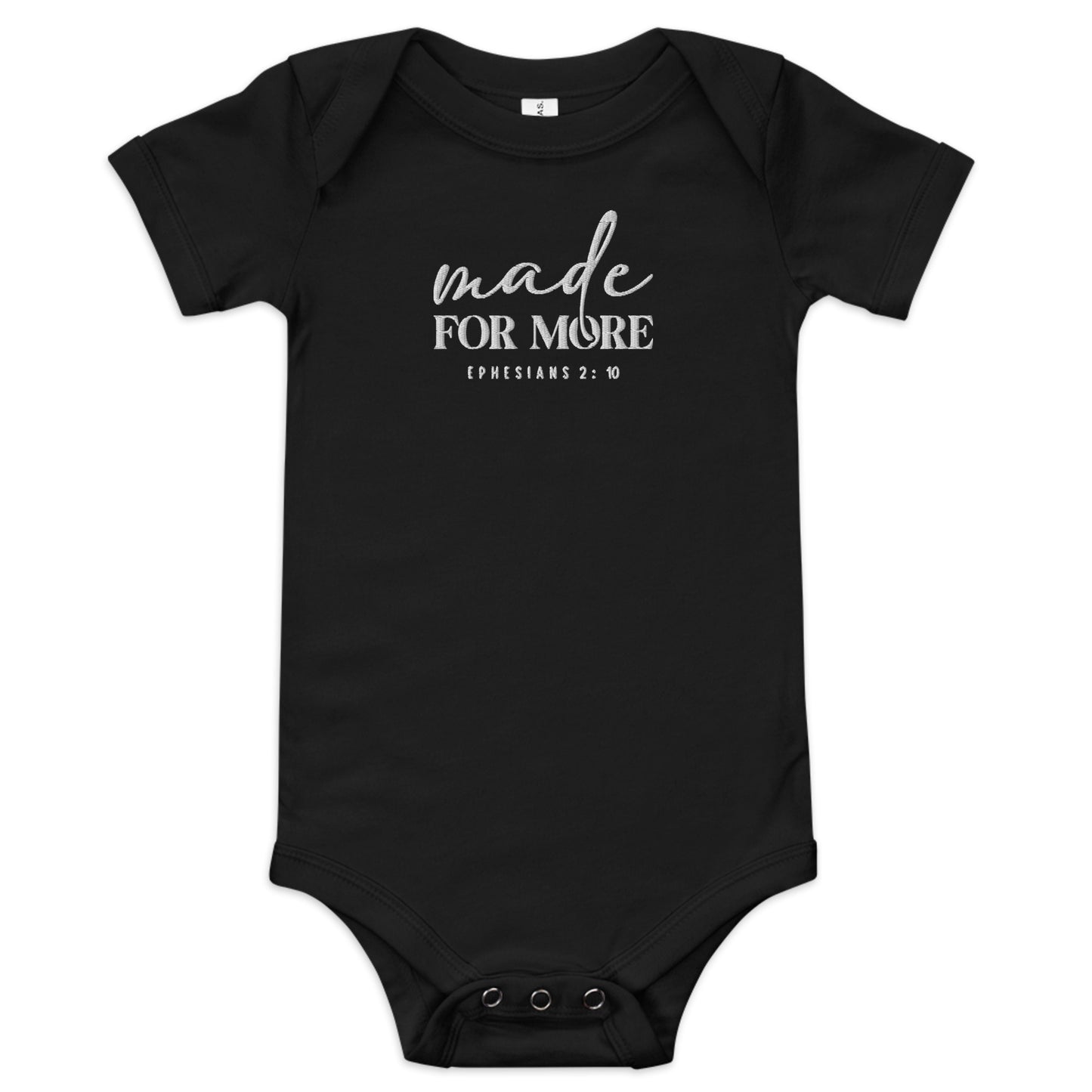 Made For More Embroidered  Christian Baby short sleeve onesie