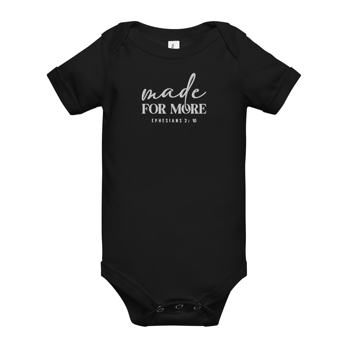 Made For More Embroidered  Christian Baby short sleeve onesie