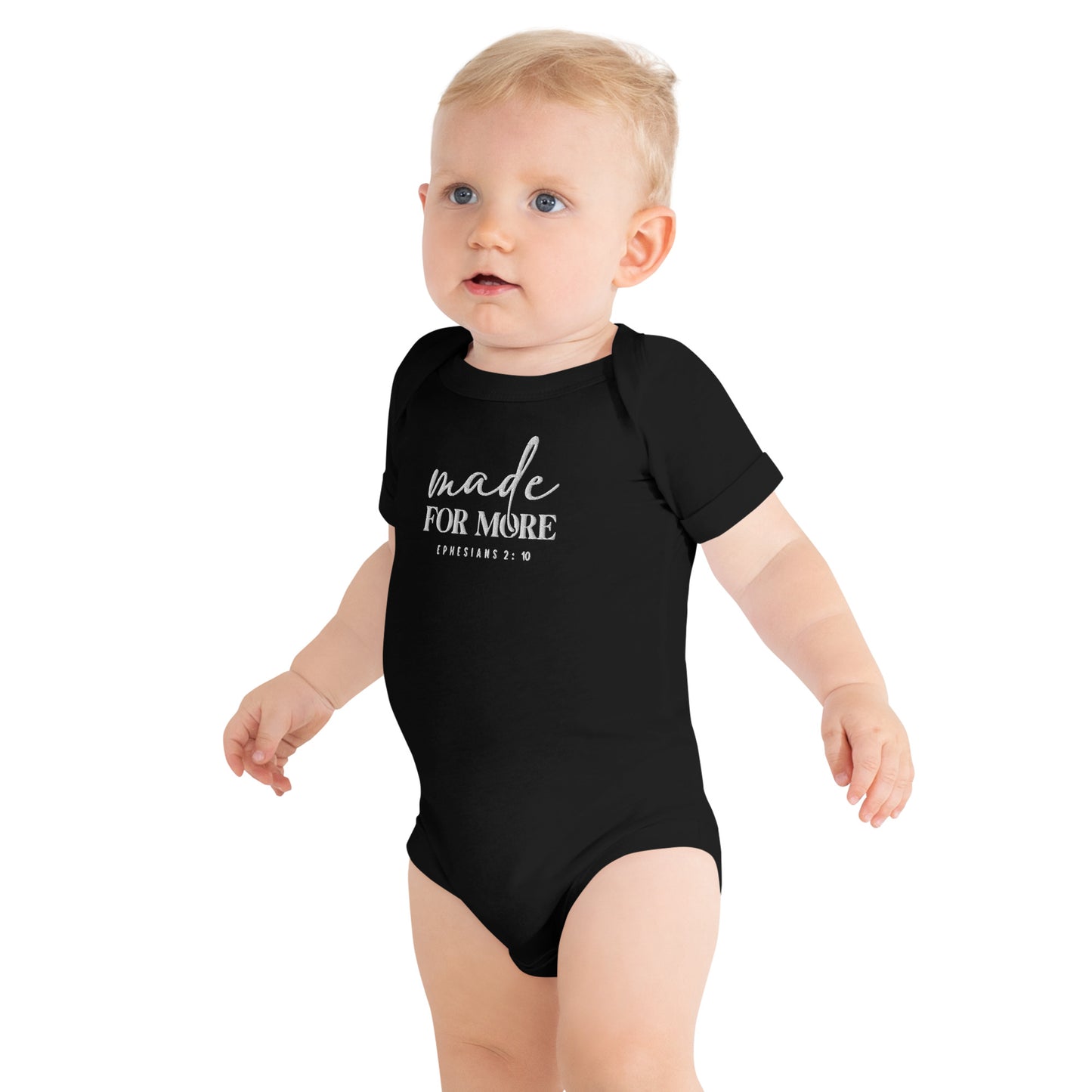 Made For More Embroidered  Christian Baby short sleeve onesie