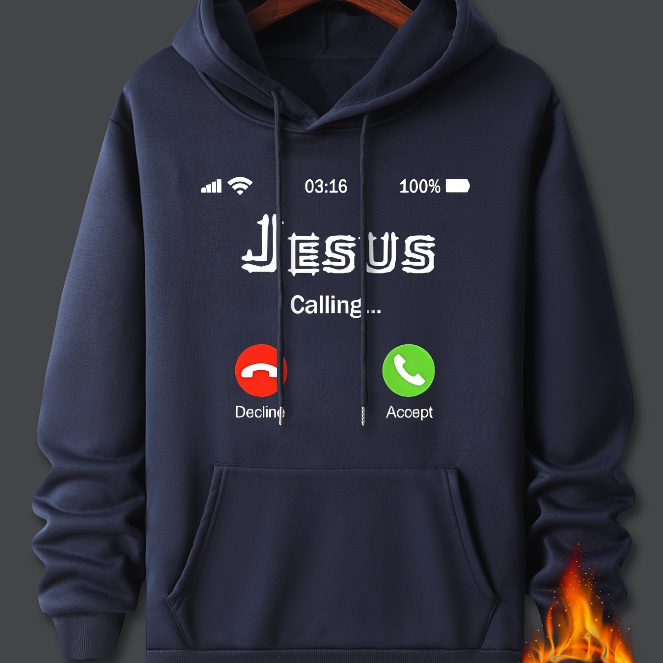 JESUS Is Calling Men's Christian Pullover Hooded Sweatshirt claimedbygoddesigns