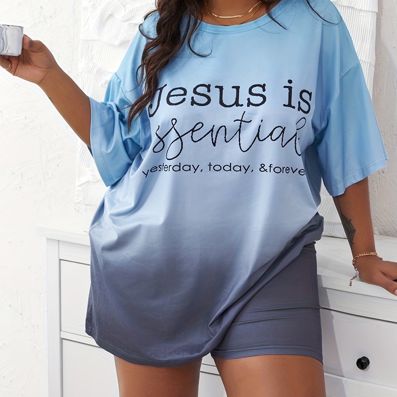 Jesus Is Essential Yesterday Today And Forever Plus Size Women's Christian Pajamas claimedbygoddesigns
