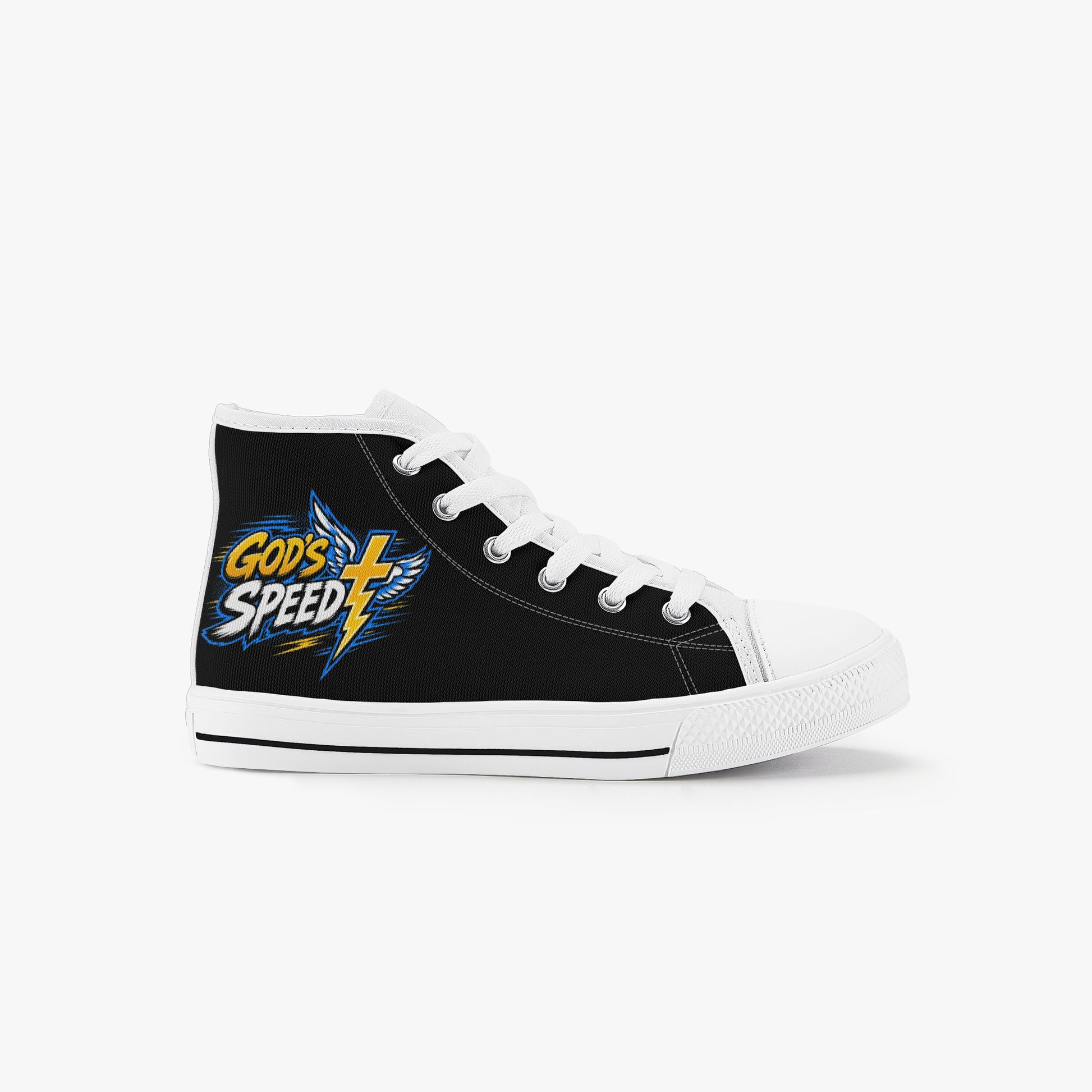 God's Speed Christian Kid’s High - Top Canvas Shoes - ClaimedbyGodDesigns