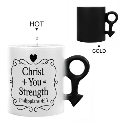 Christian Couple Color-Changing Mugs – “Christ + Us = Forever” & “Christ + You = Strength” Gift Set