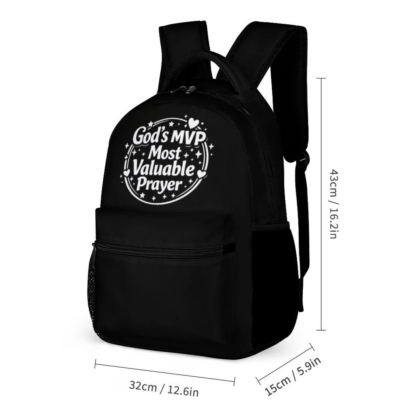 God's MVP Most Valuable Prayer Christian 3Pcs School Backpack Set for Kids (Backpack, Kid's Insulated Lunch Bag & Pencil Case Organizer)
