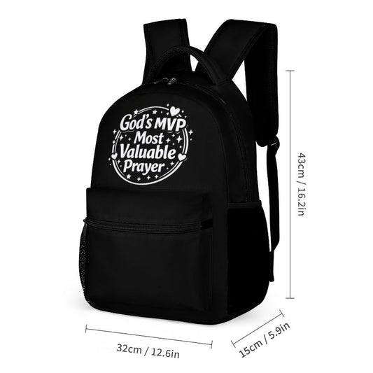 God's MVP Most Valuable Prayer Christian 3Pcs School Backpack Set for Kids (Backpack, Kid's Insulated Lunch Bag & Pencil Case Organizer)