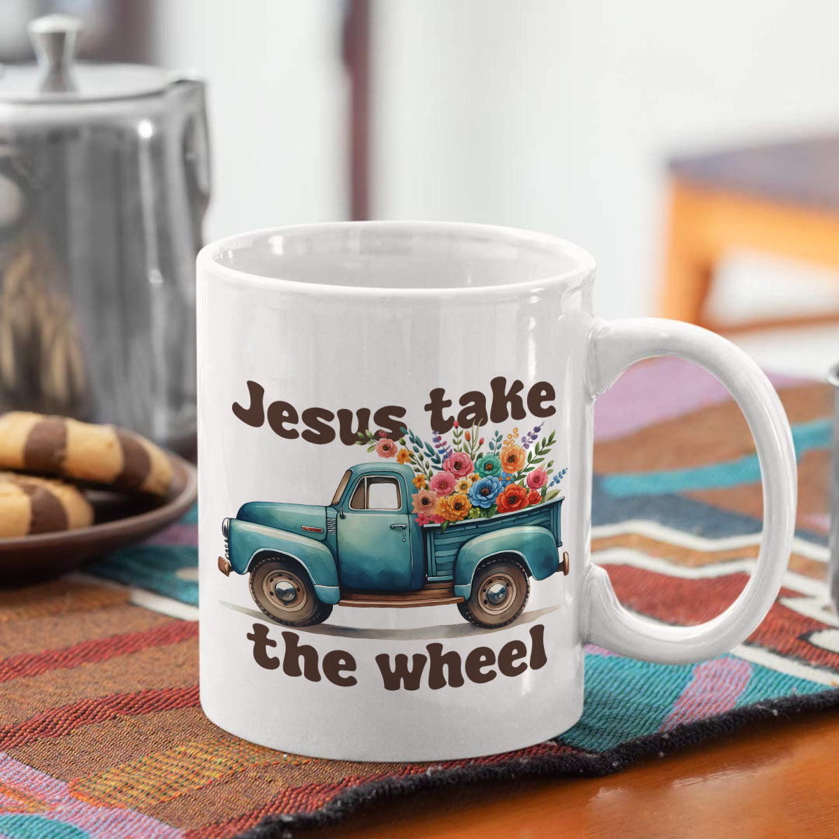 Jesus Take The Wheel (2) Christian White Ceramic Mug 11oz Double Side Print claimedbygoddesigns