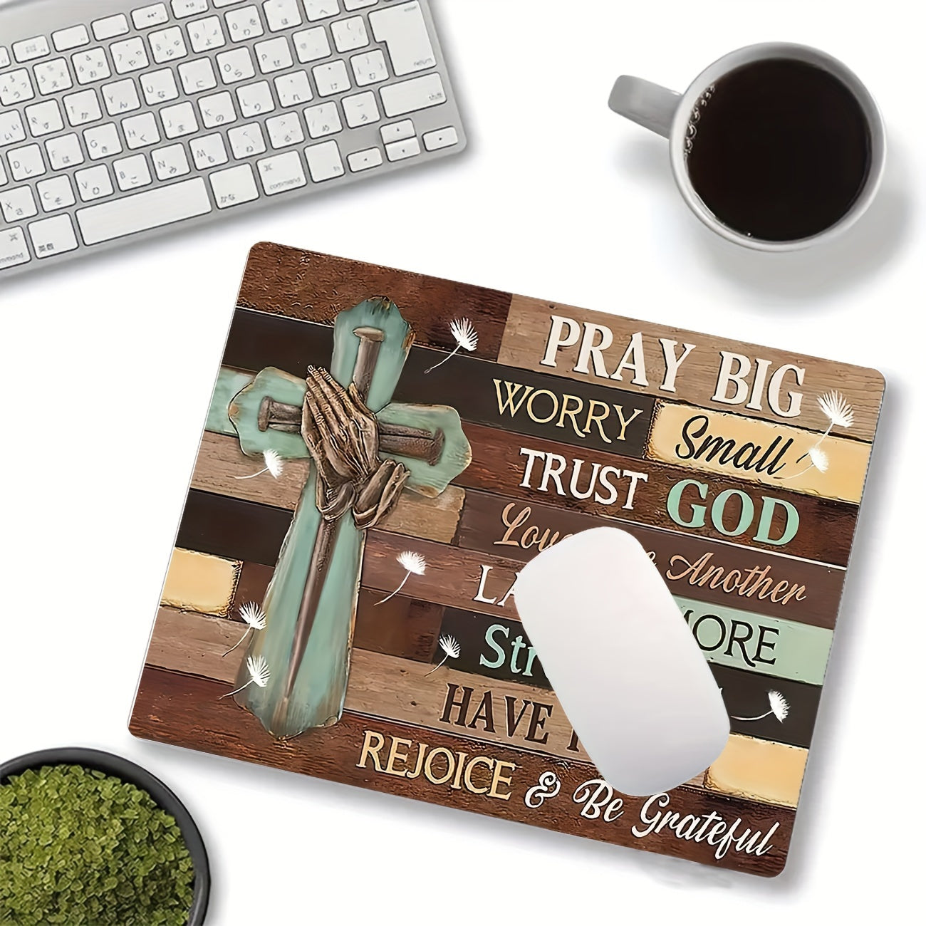1pc Pray Big Worry Small Christian Computer Mouse Pad claimedbygoddesigns