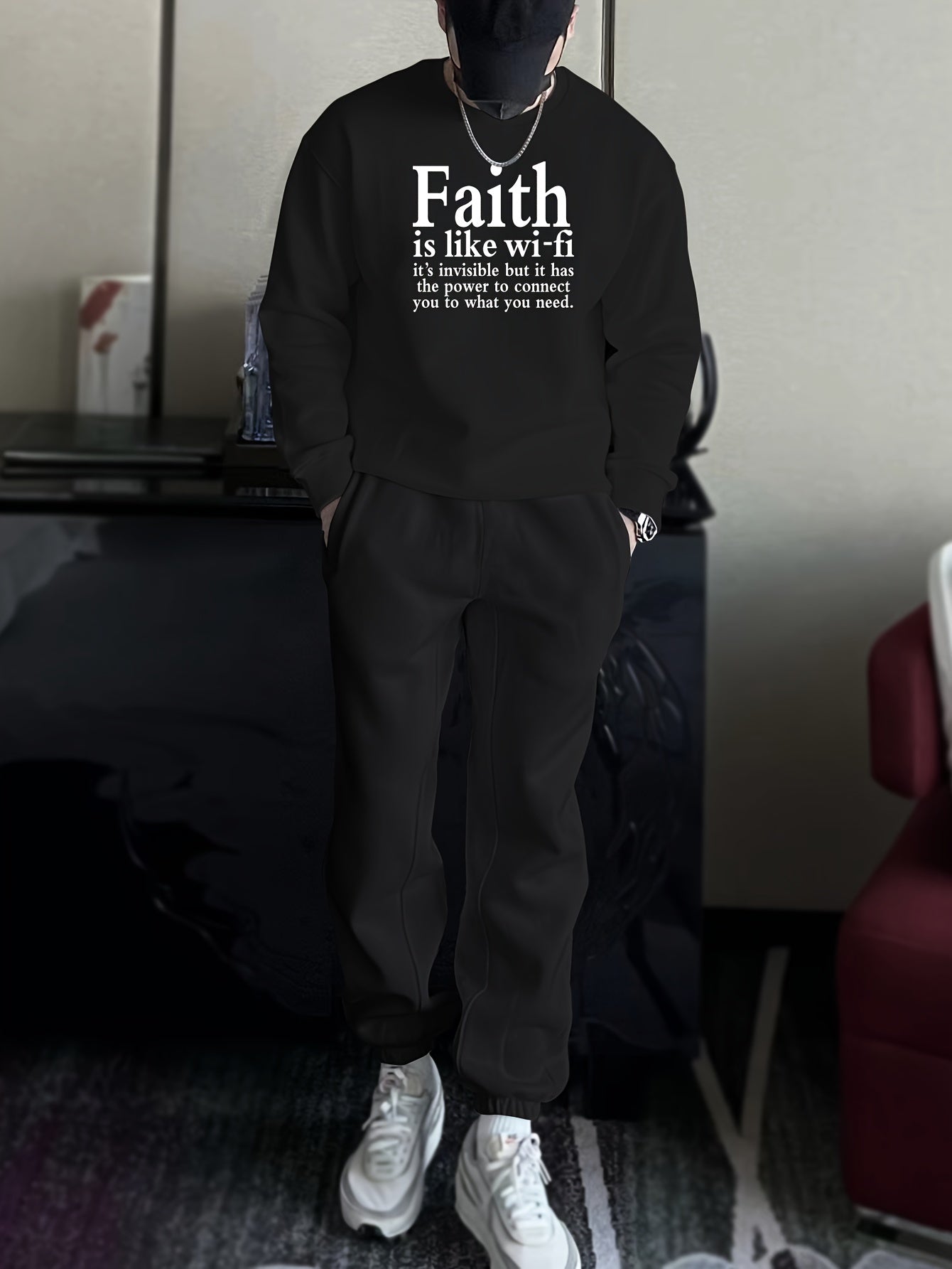 Faith Is Like Wi-Fi Men's Christian Casual Outfit claimedbygoddesigns