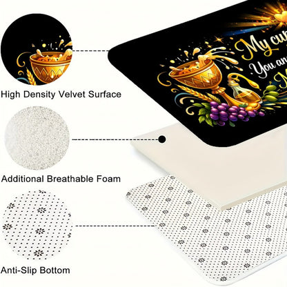 Psalm 23:5 My Cup Overflows Christian Kitchen Mat