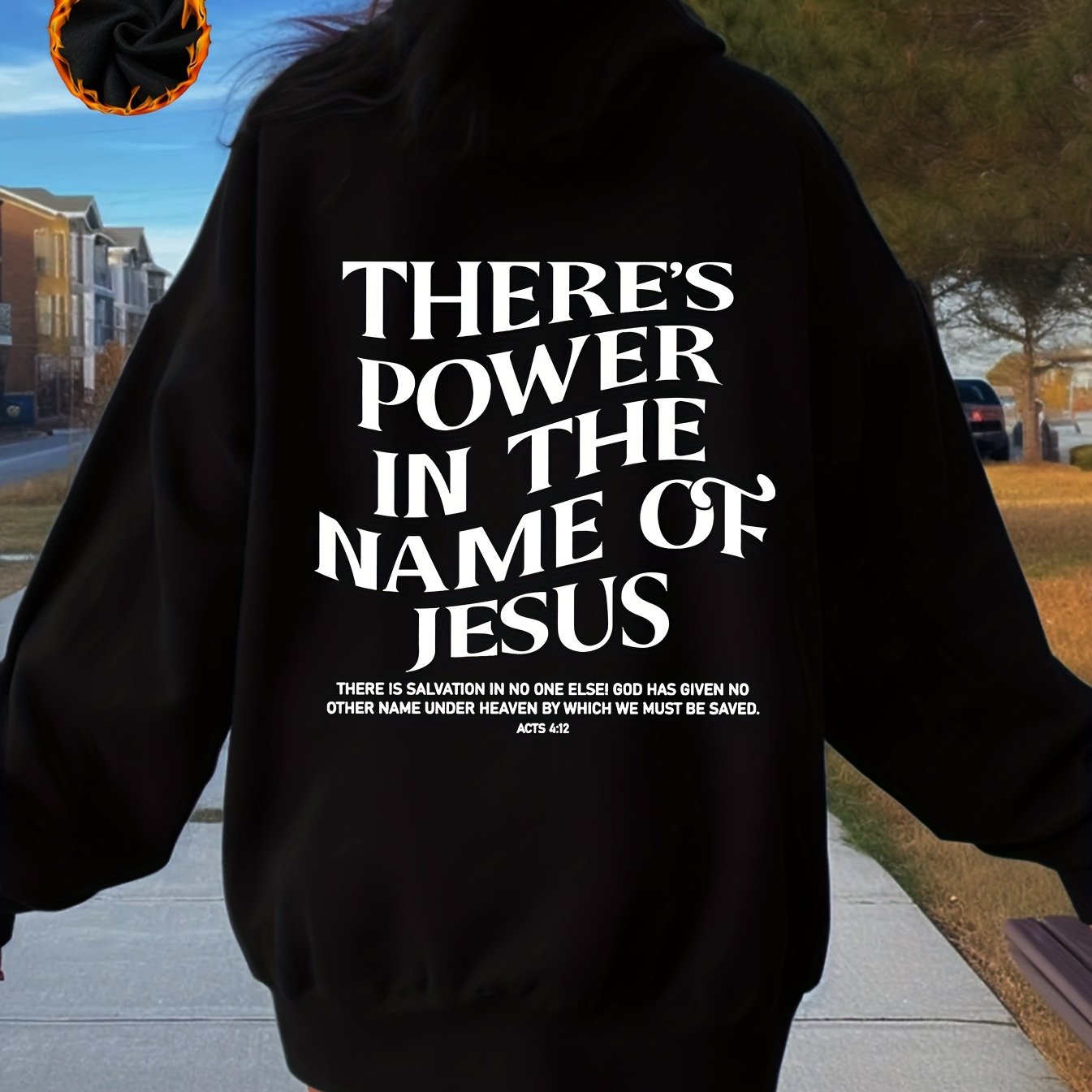 Acts 4:12 There Is Power In The Name Of Jesus Plus Size Women's Christian Pullover Hooded Sweatshirt claimedbygoddesigns