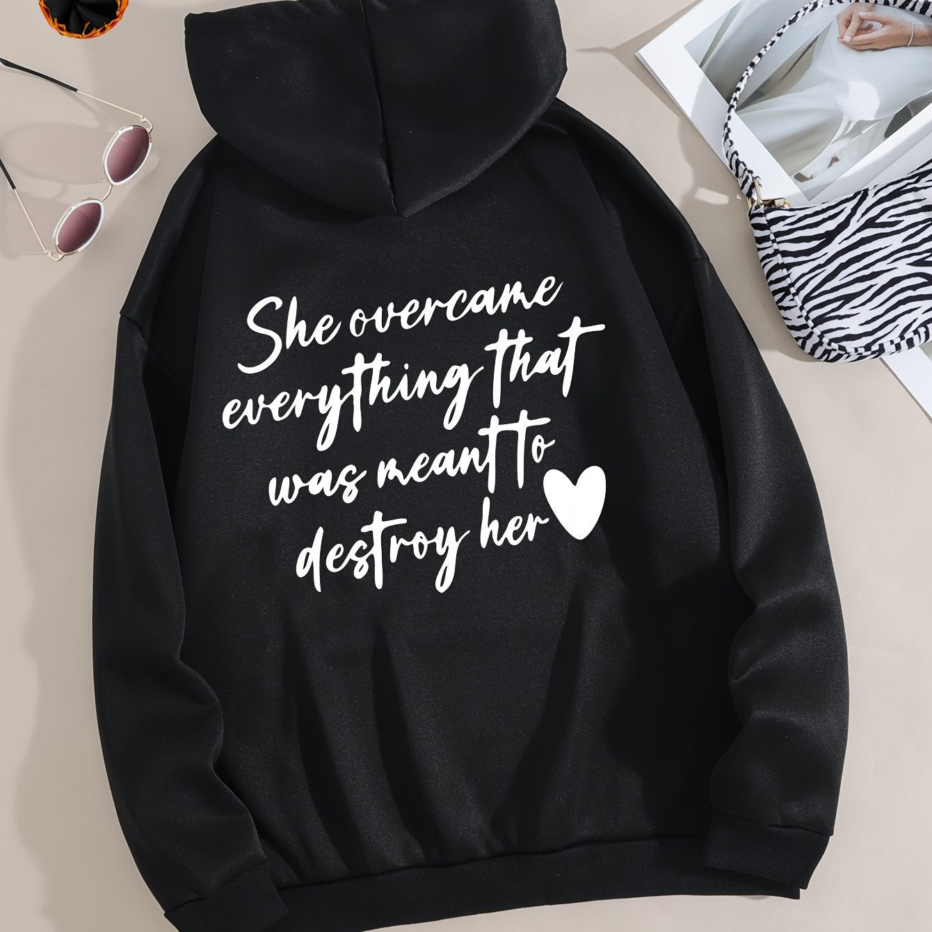 PowHerful: She Overcame Everything That Was Meant To Destroy Her Women's Christian Pullover Hooded Sweatshirt claimedbygoddesigns