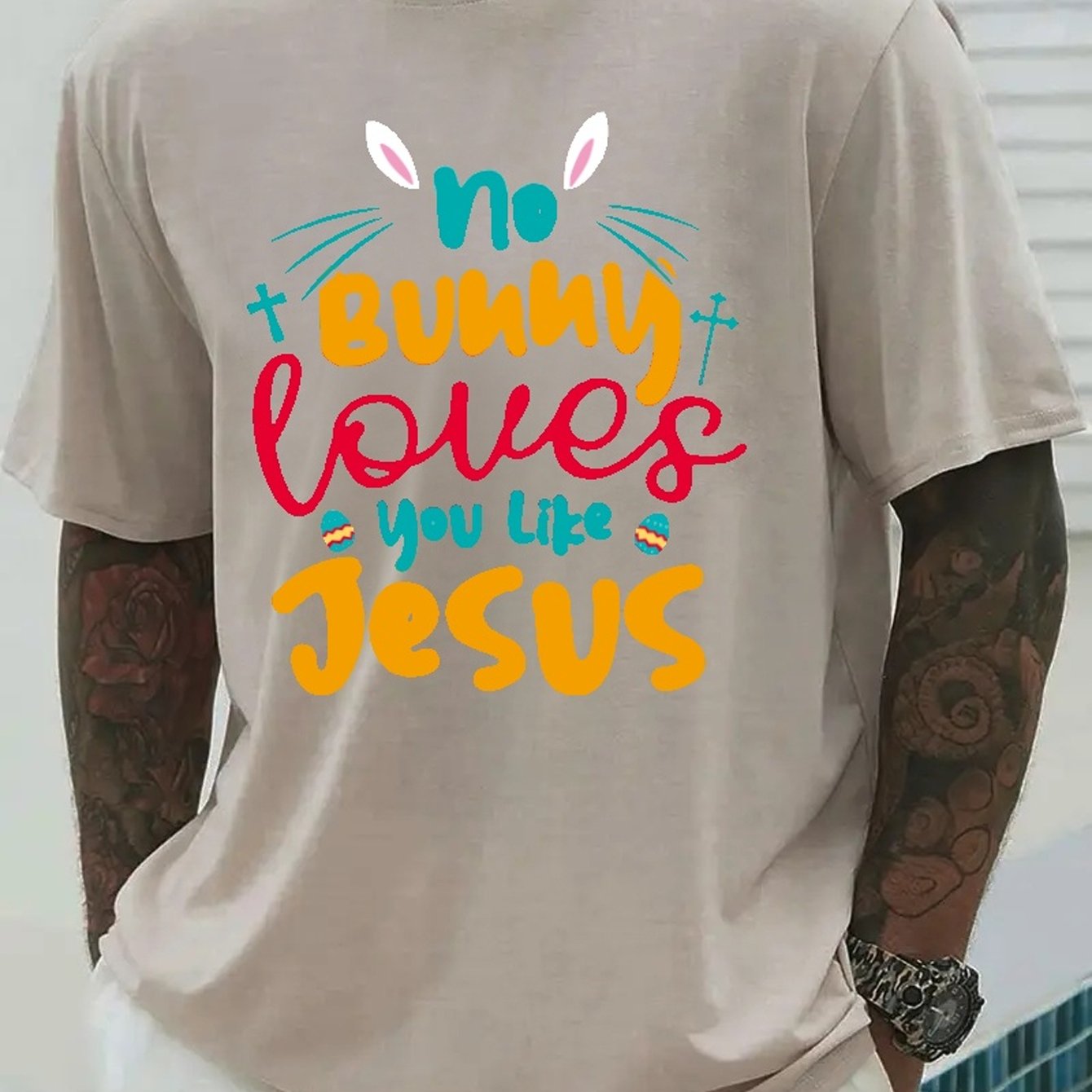 No Bunny Loves You Like Jesus (Easter themed) Plus Size Men's Christian T-shirt claimedbygoddesigns