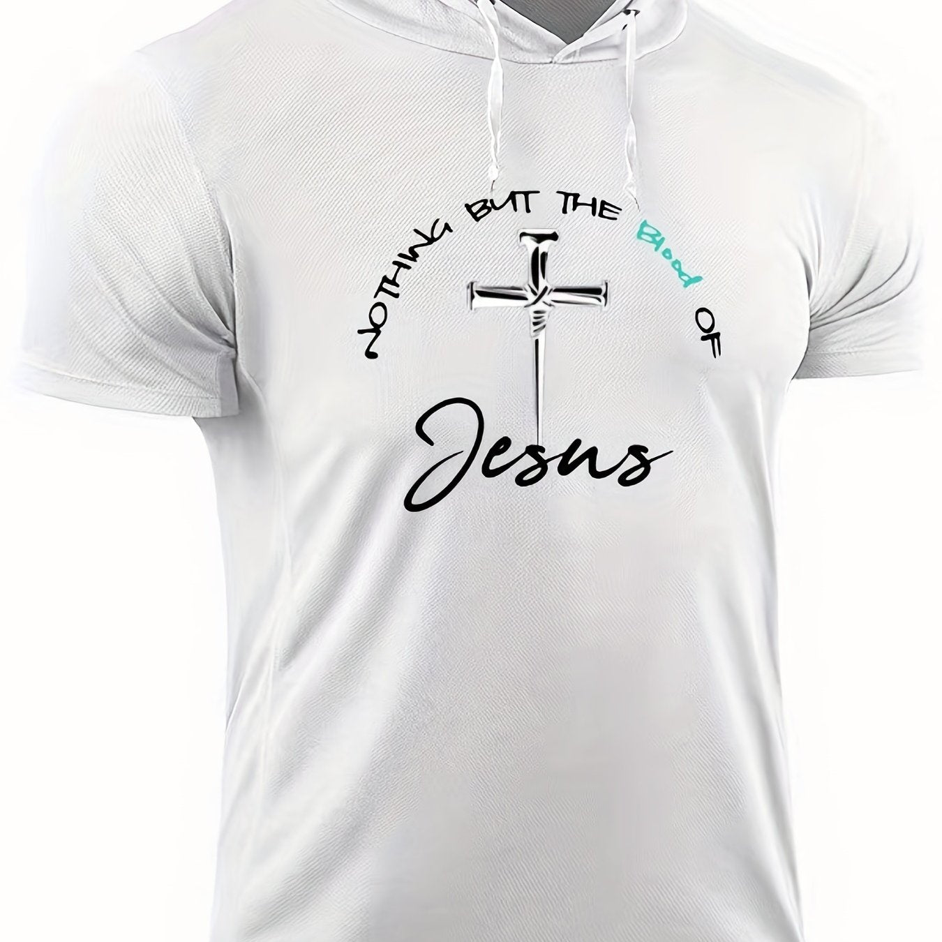 Nothing But The Blood Of Jesus Plus Size Men's Christian Hooded T-shirt claimedbygoddesigns