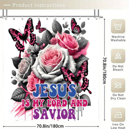 Jesus Is My Lord And Savior Christian Waterproof Shower Curtain