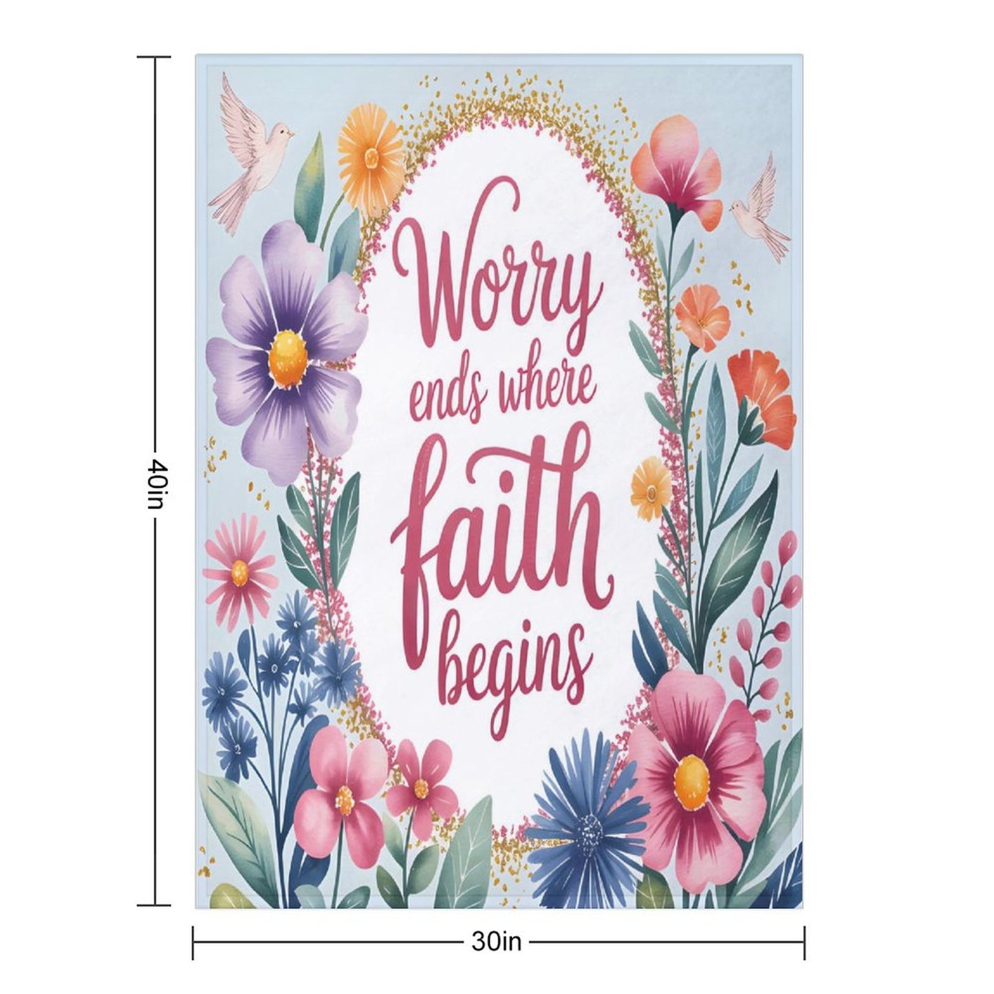 Worry Ends Where Faith Begins Christian Flannel Throw Blanket for Bedroom