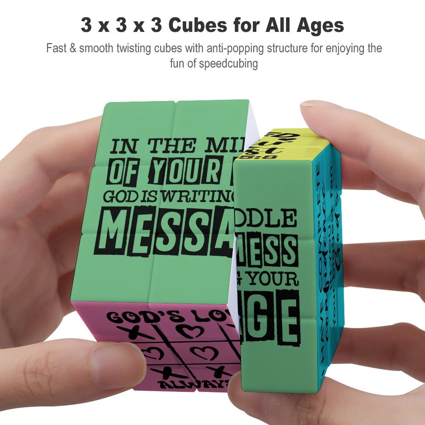 Uplifting Christian Messages Rubik's Cube 3x3 unique Christian Gift Idea game activity for kids, Men, Women, friends, family