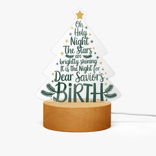 Oh Holy Night Christian Christmas Acrylic Plaque with Stand – Festive Tree Décor Gift - ClaimedbyGodDesigns