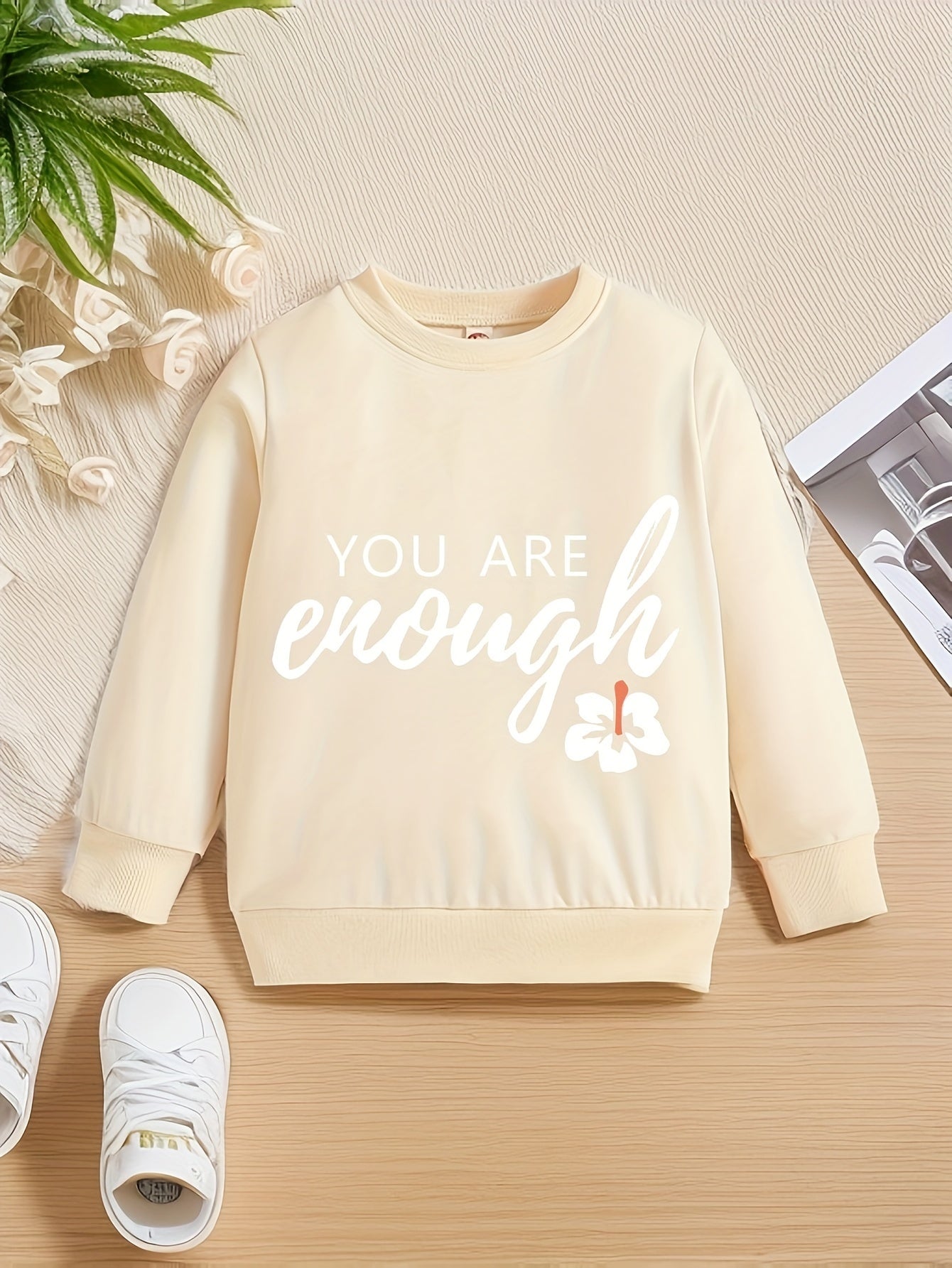 You Are Enough Youth Christian Pullover Sweatshirt claimedbygoddesigns