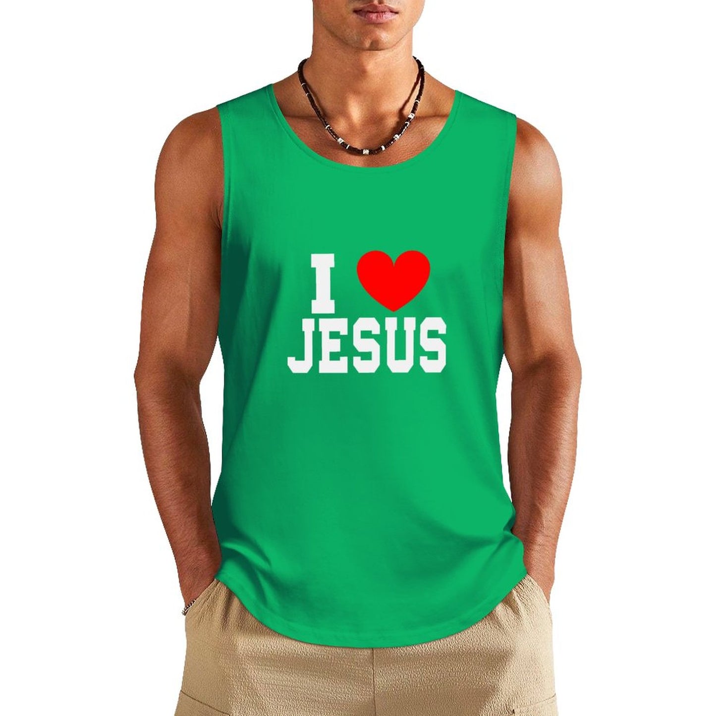 I Love Jesus Men's Christian Cotton Tank Top