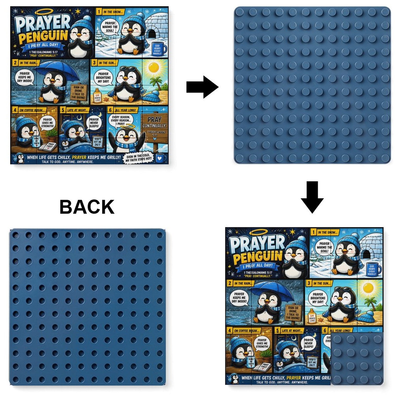 Prayer Penguin – Building Block Puzzle Ornament - ClaimedbyGodDesigns