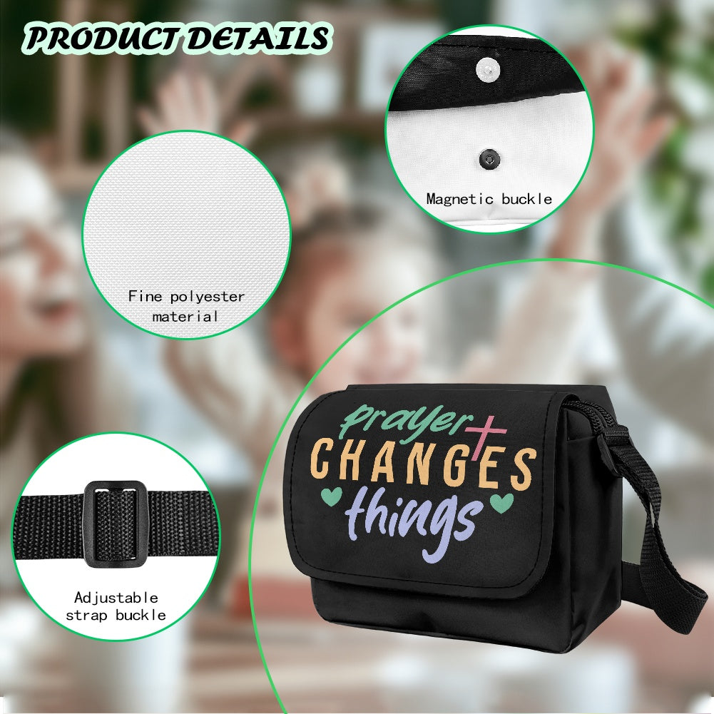 Prayer Changes Things Christian Kids Flap Crossbody Bag