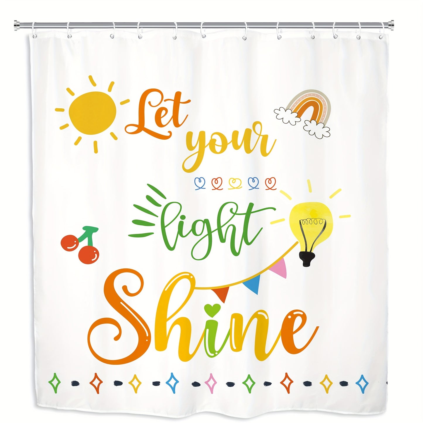 1pc Let Your Light Shine Christian Shower Curtain With 12 Plastic Hooks, 71W*71H Inch claimedbygoddesigns