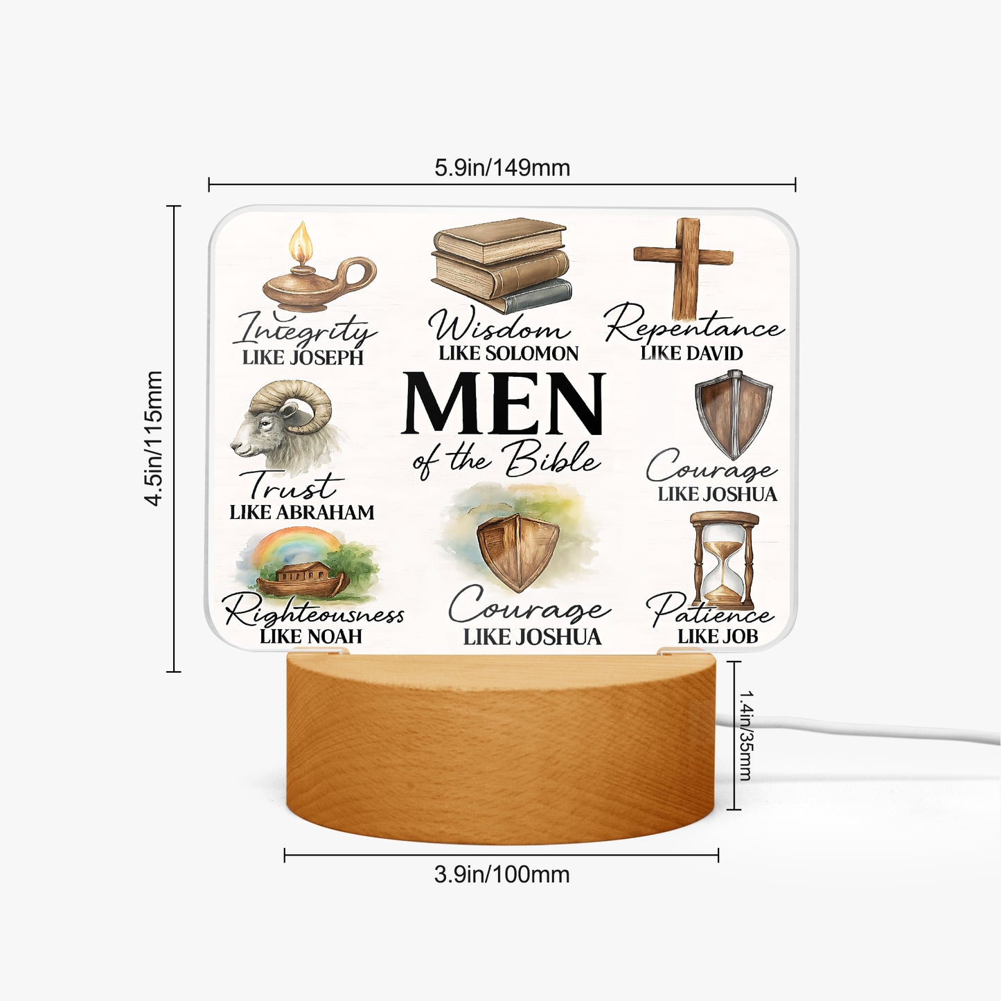 Men Of The Bible Christian Acrylic Plaque with Stand - Rectangle - ClaimedbyGodDesigns