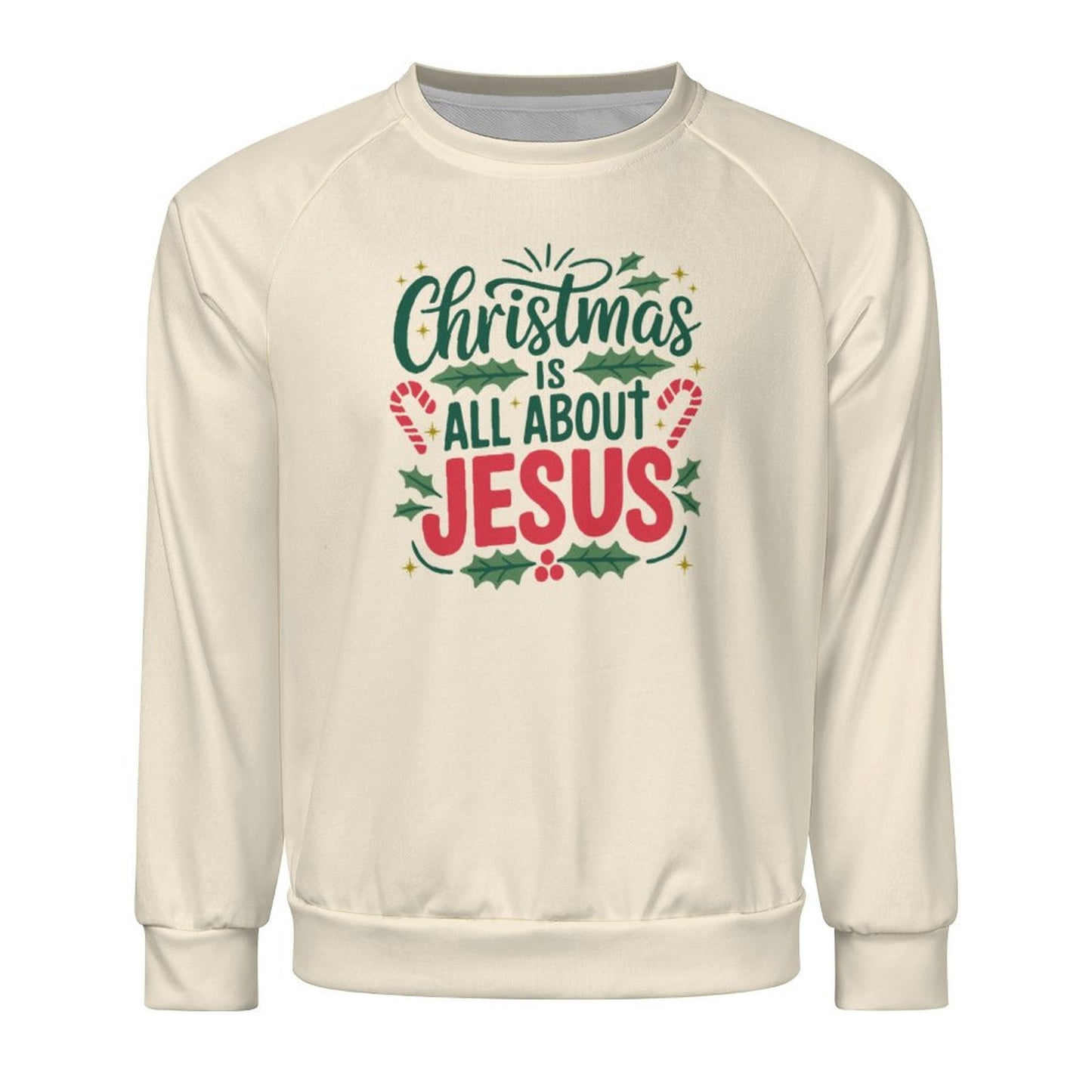 Christmas Is All About Jesus Men's Christian Pullover Crewneck Sweatshirt