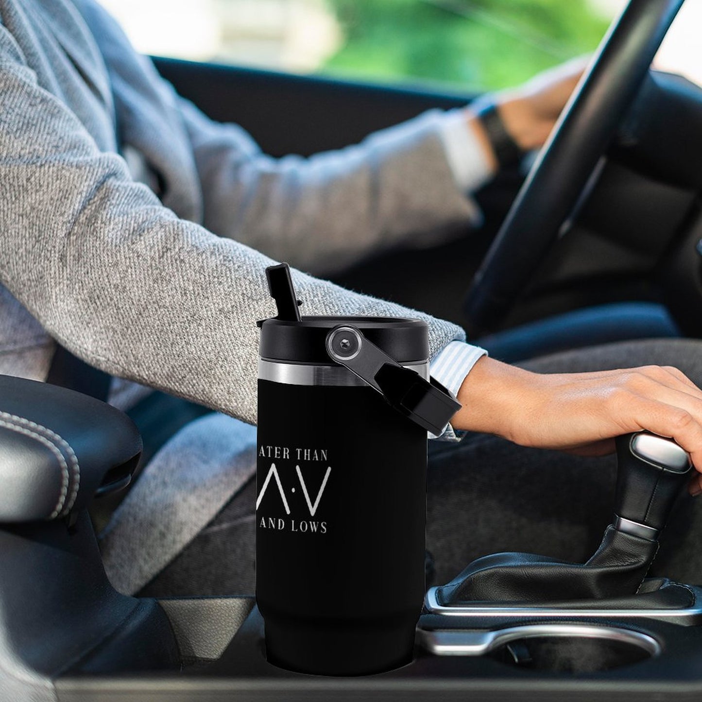 He Is Greater Christian 30oz Car Tumbler with Handle - ClaimedbyGodDesigns