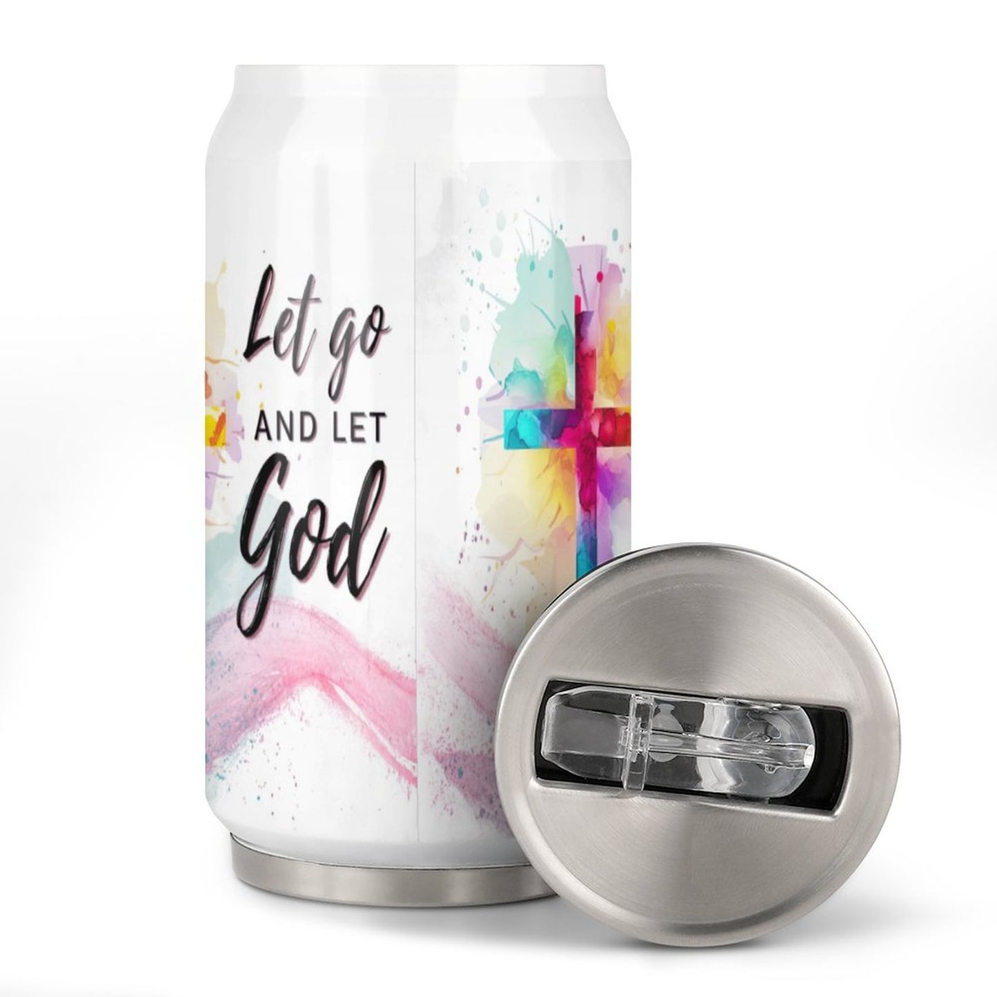 Let Go And Let God Christian Stainless Steel Tumbler with Straw SALE-Personal Design