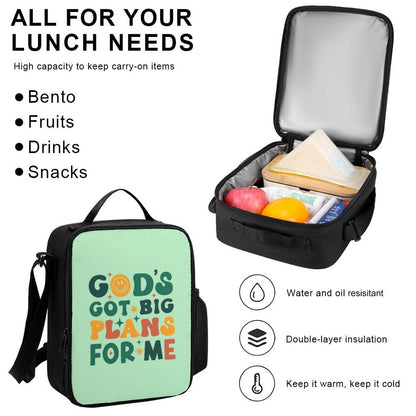 He's Got Big Plans For Me Christian Backpack Set of 3 Bags (Shoulder Bag Lunch Bag & Pencil Pouch)