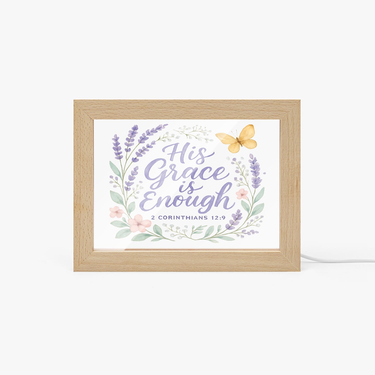 His Grace Is Enough Christian Wooden Framed Acrylic Ornament - ClaimedbyGodDesigns