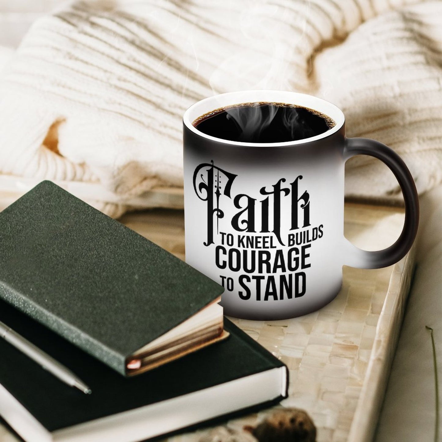 Faith To Kneel Builds Courage To Stand Christian Color Changing Mug (Dual-sided)