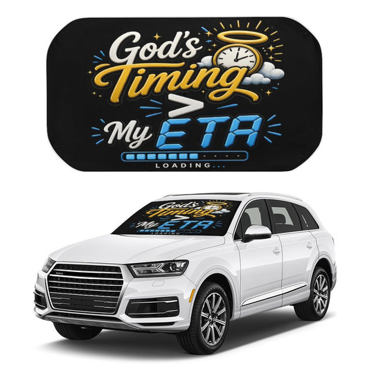 God’s Timing > My ETA Christian Car Sunshade Umbrella - ClaimedbyGodDesigns