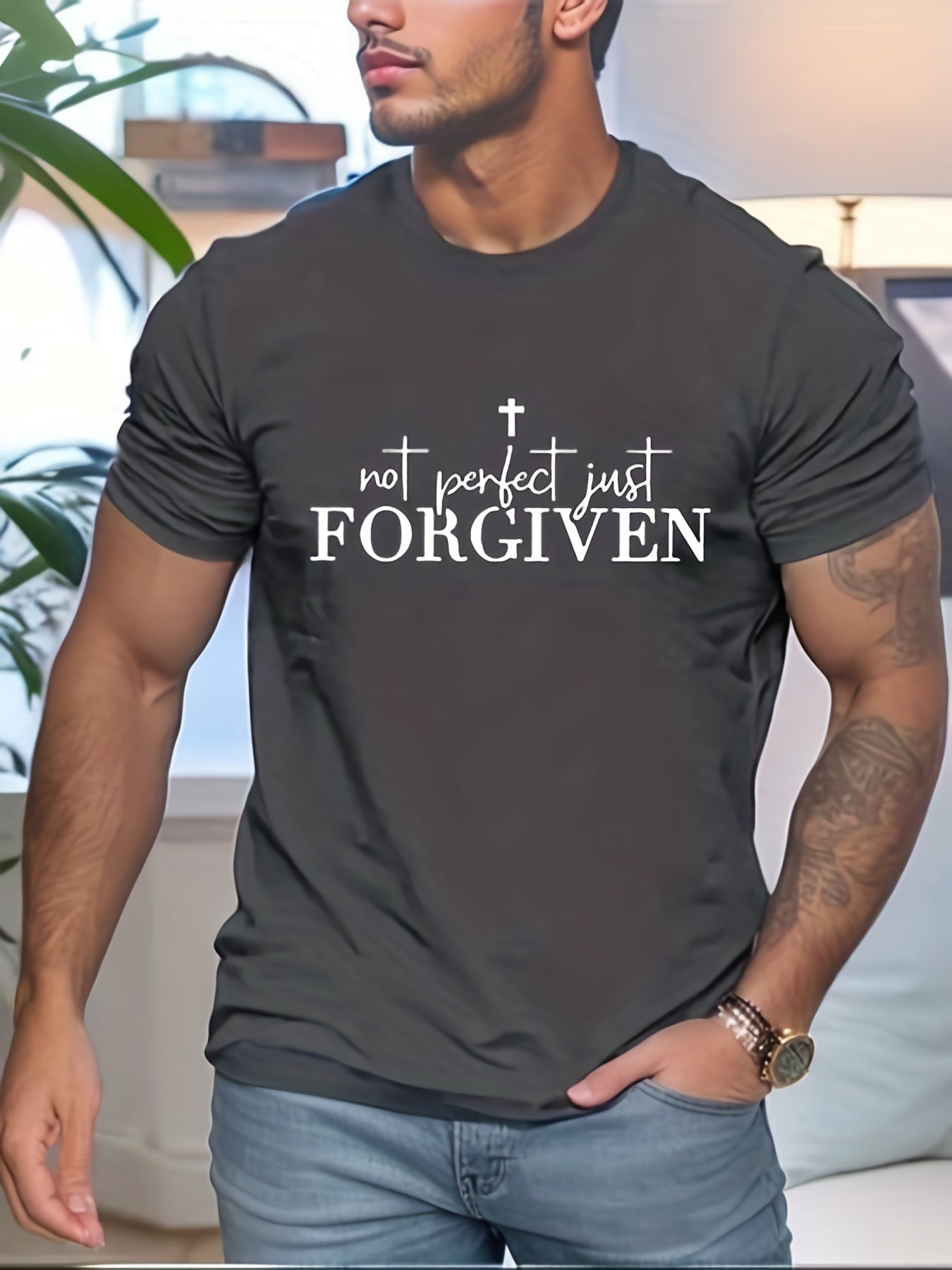 Not Perfect Just Forgiven Men's Christian T-shirt claimedbygoddesigns