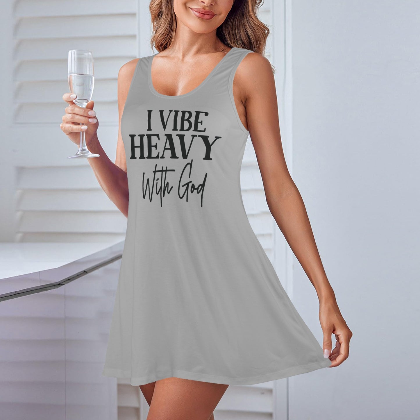 I Vibe Heavy With God Women's Christian Racer Vest Pajama Nightdress