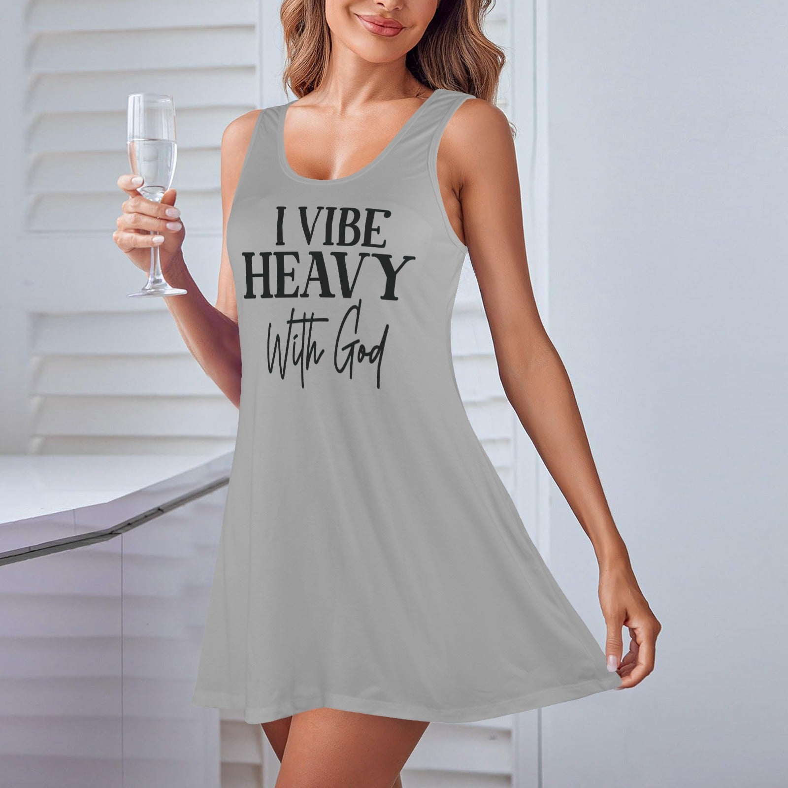 I Vibe Heavy With God Women's Christian Racer Vest Pajama Nightdress