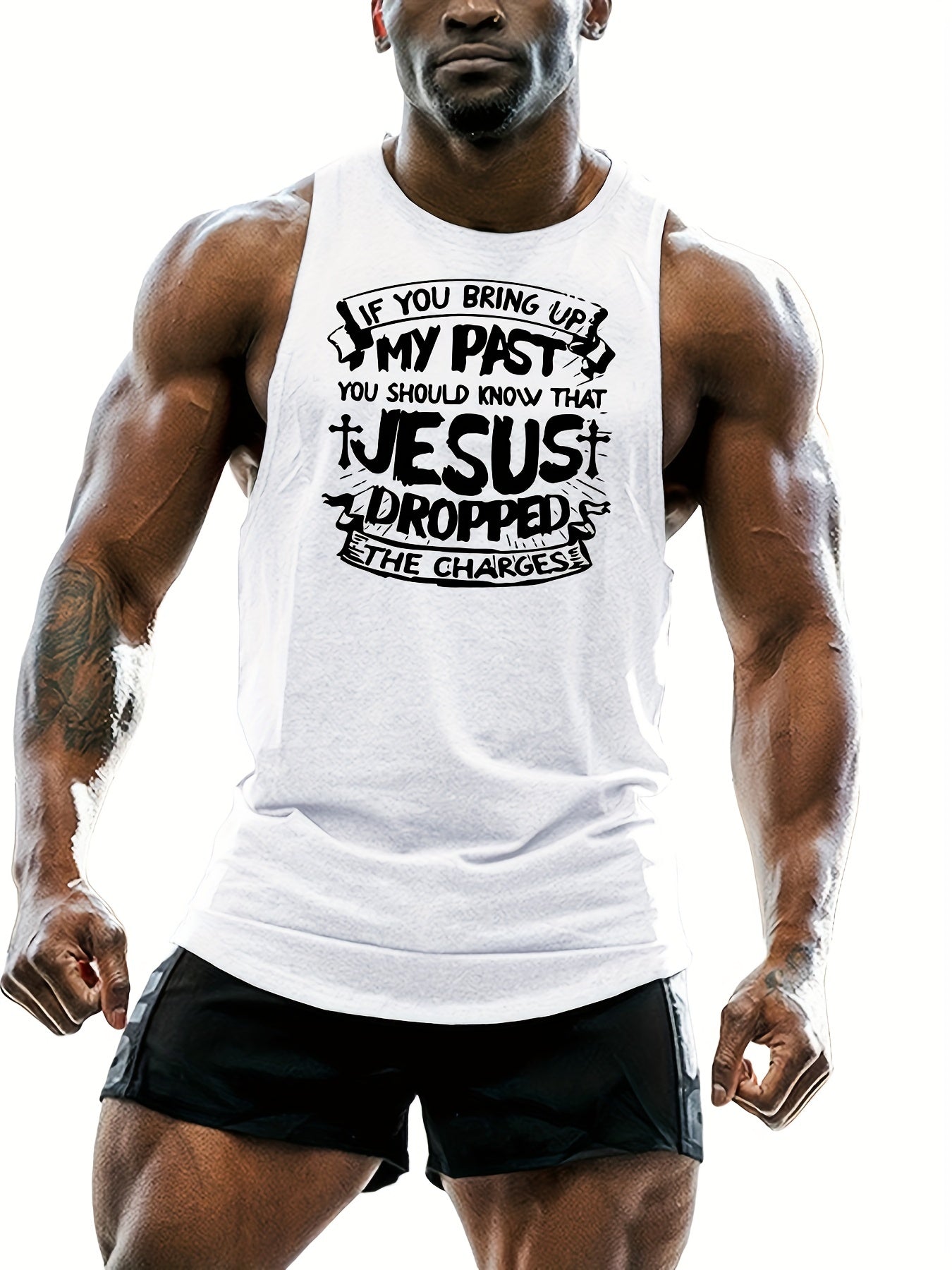 Jesus Dropped The Charges Plus Size Men's Christian Tank Top claimedbygoddesigns