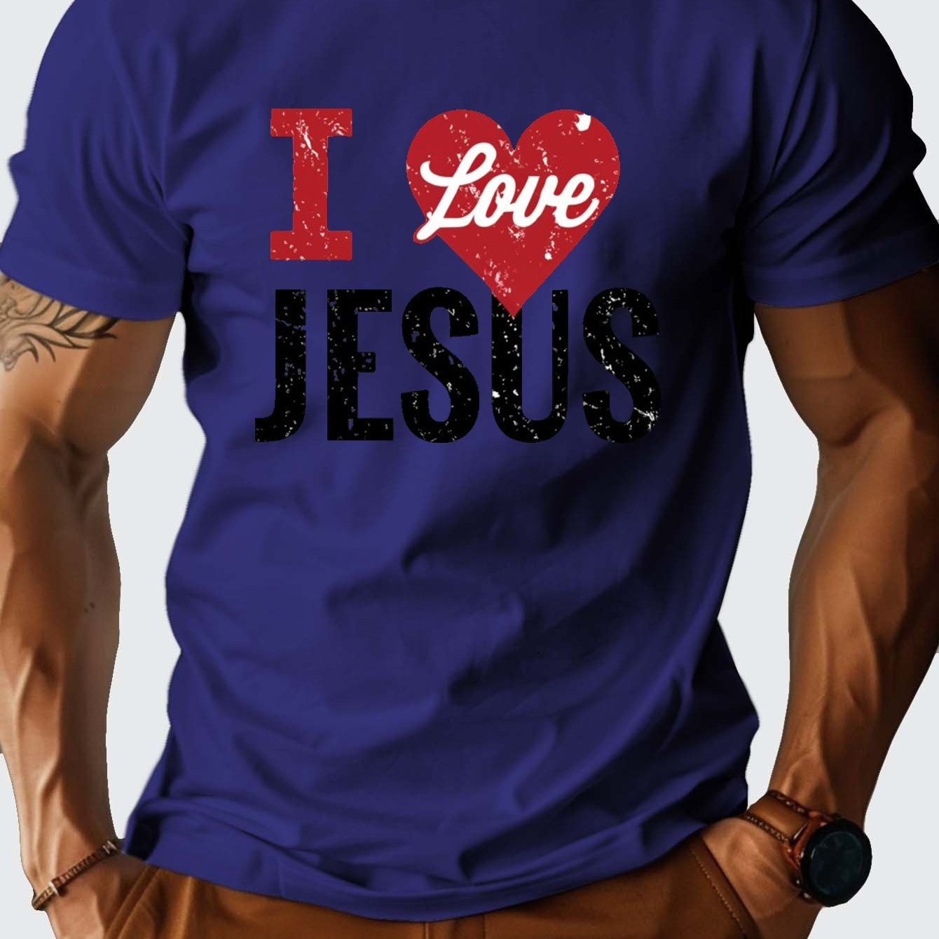 I LOVE JESUS (heart) Men's Christian T-shirt claimedbygoddesigns