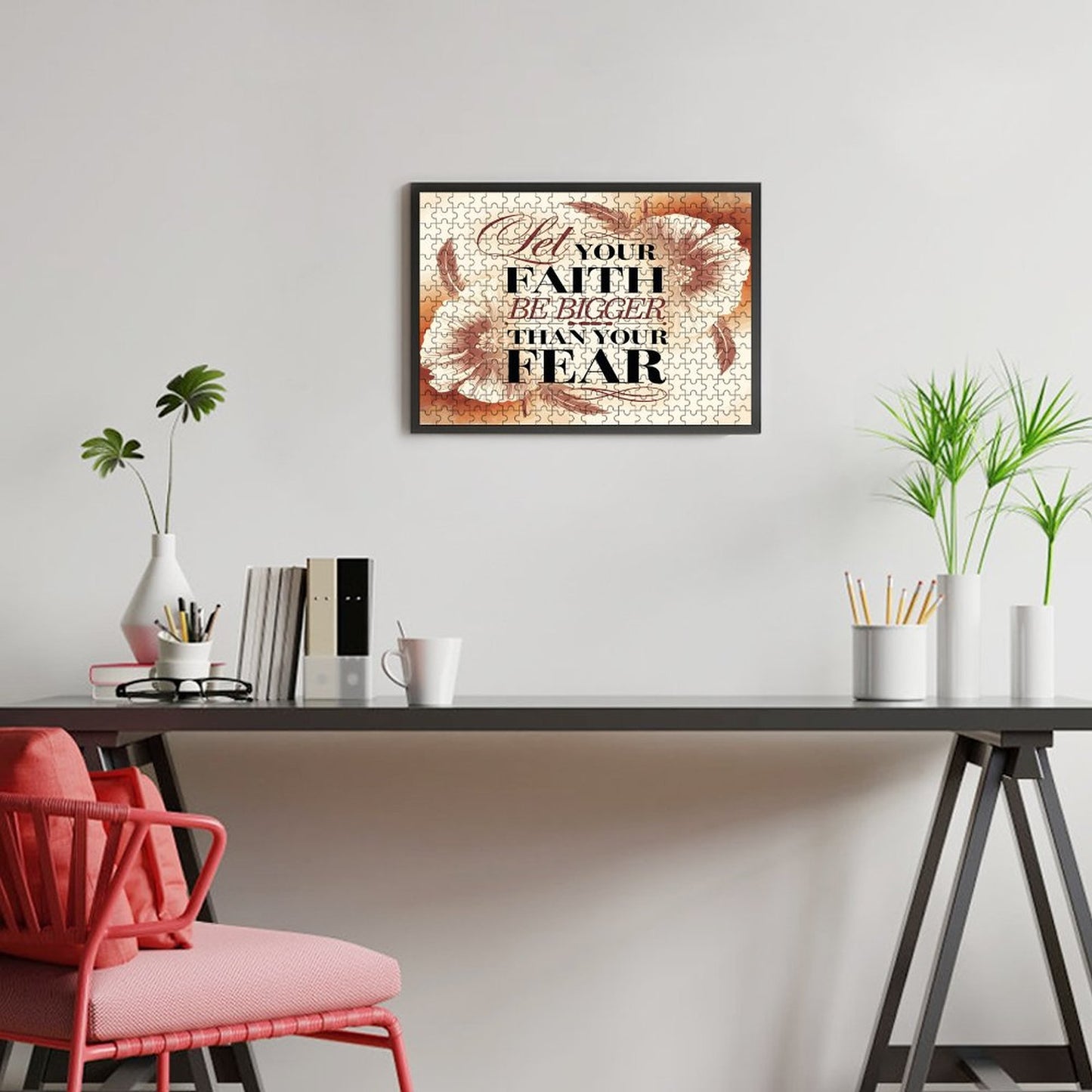 Let Your Faith Be Bigger Than Your Fears Christian Horizontal Wooden Puzzle