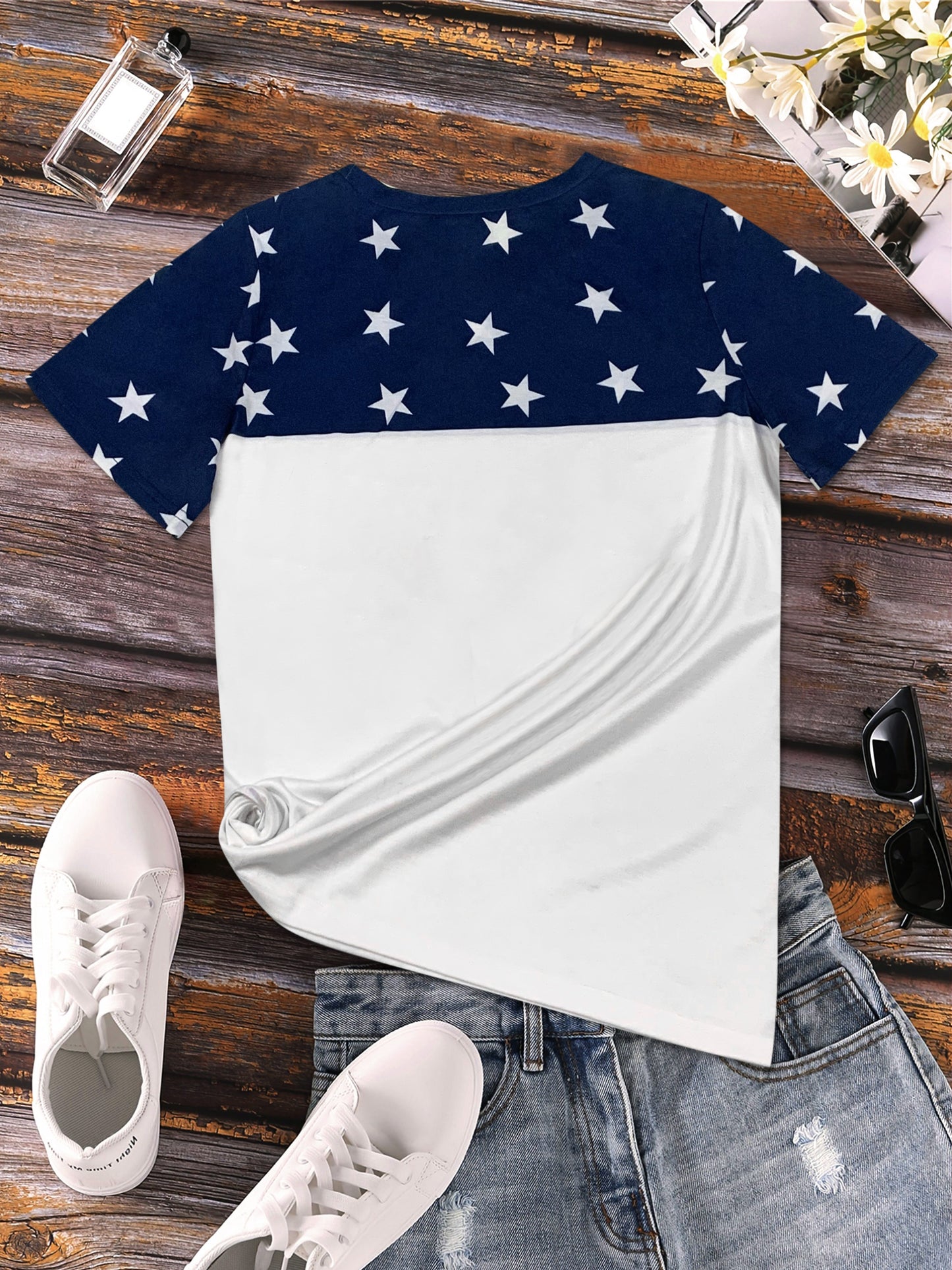 Blessed Patriotic American Flag Women's Christian T-shirt claimedbygoddesigns