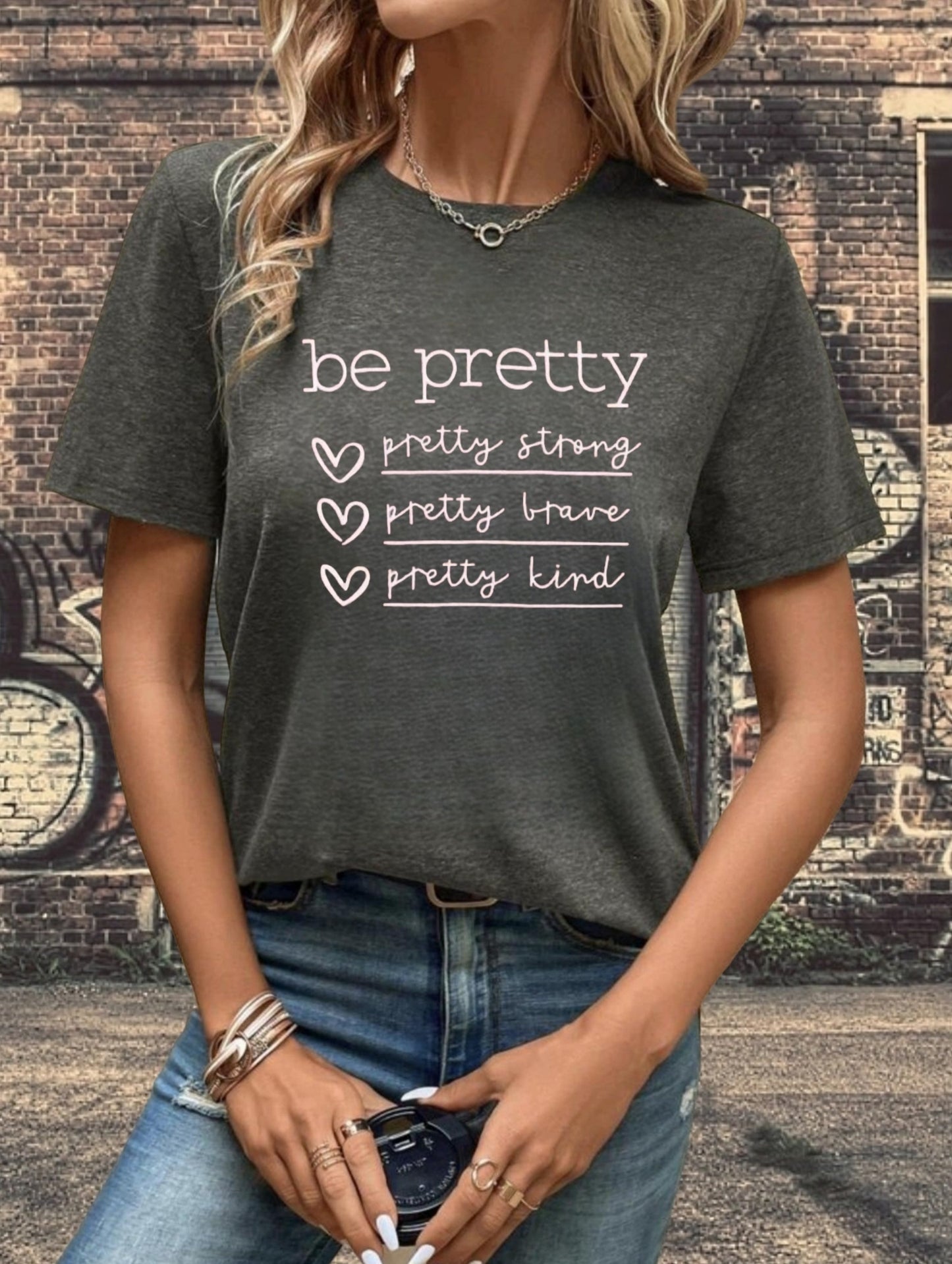 Be Pretty Strong, Brave, Kind Women's Christian T-shirt claimedbygoddesigns