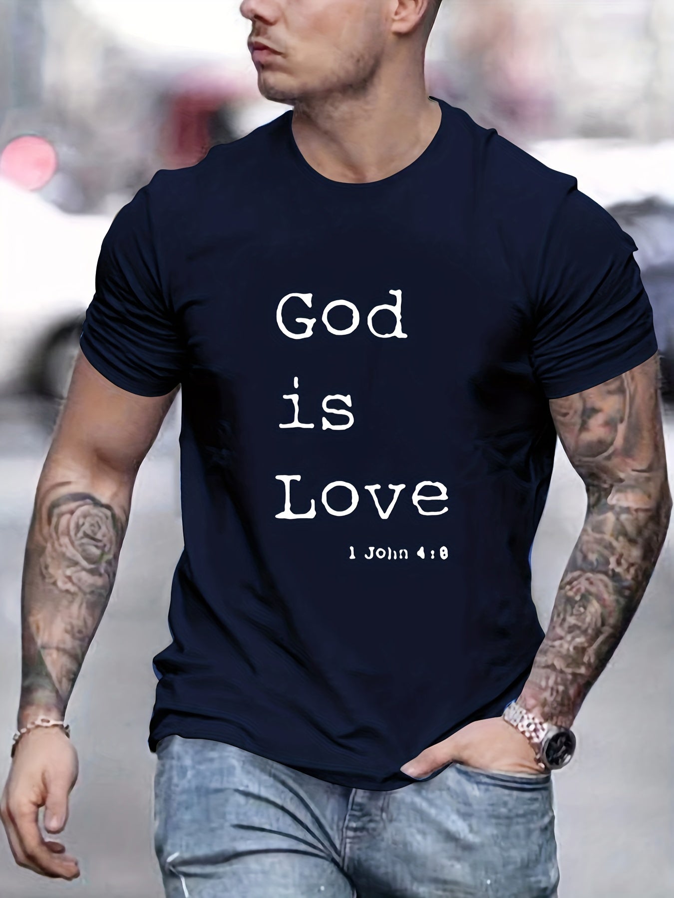 GOD IS LOVE Men's Christian T-Shirt claimedbygoddesigns