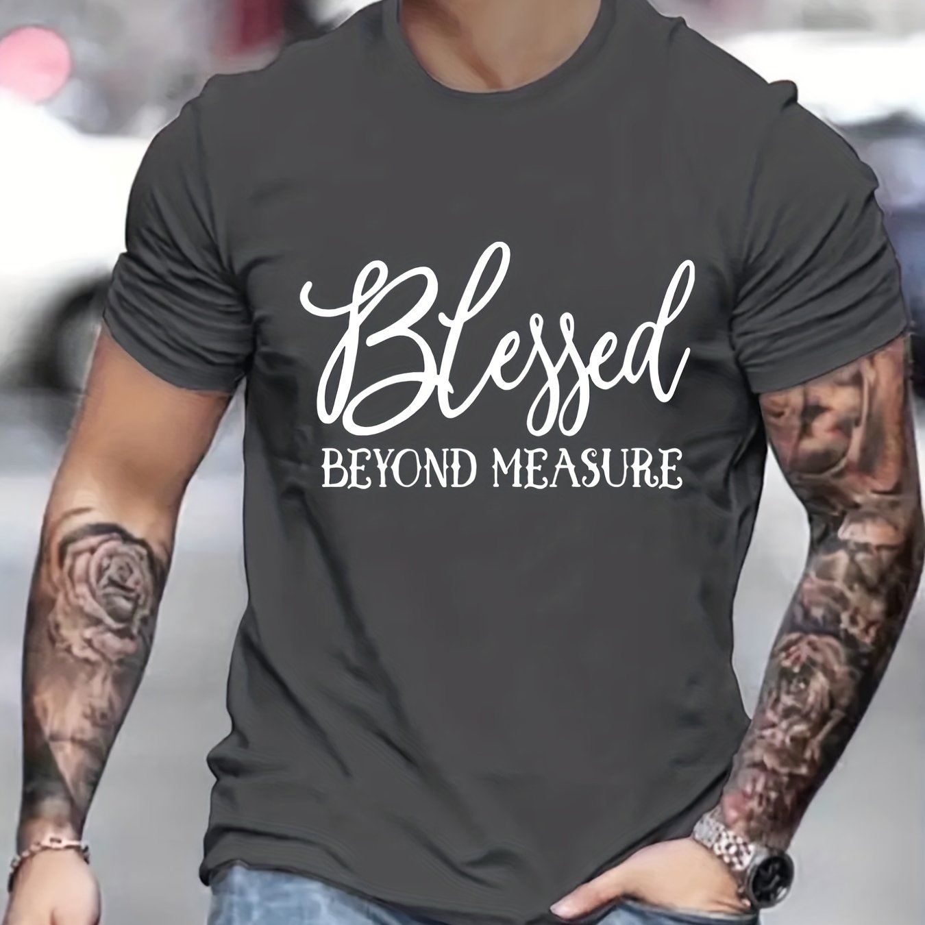 BLESSED BEYOND MEASURE Men's Christian T-shirt claimedbygoddesigns