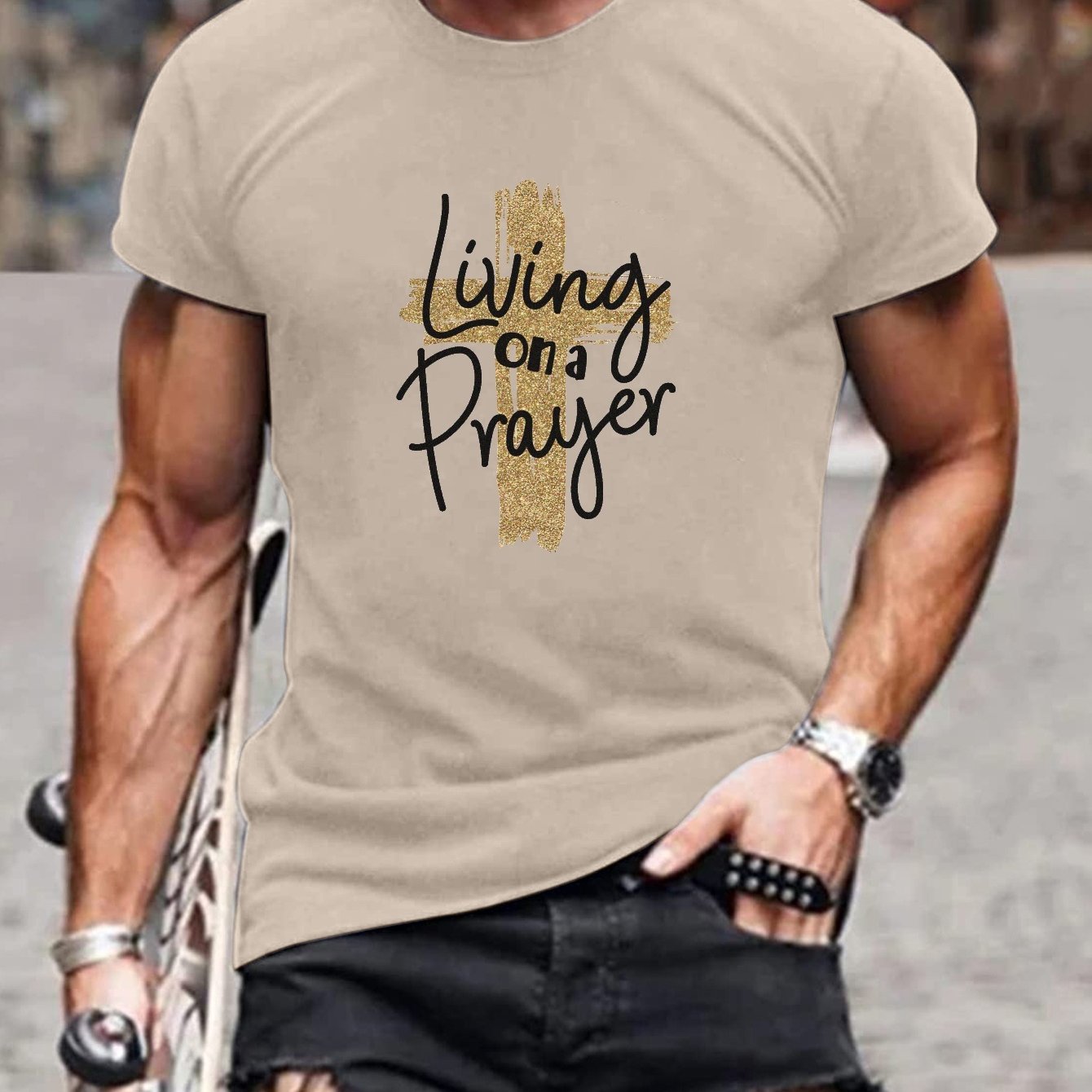 Living On A Prayer Plus Size Men's Christian T-Shirt claimedbygoddesigns