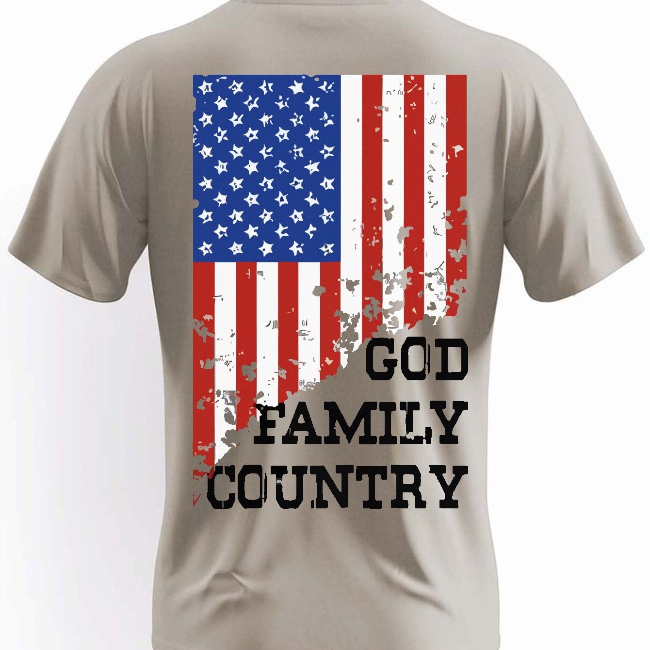 God Family Country Patriotic American Flag Plus Size Men's Christian T-shirt claimedbygoddesigns