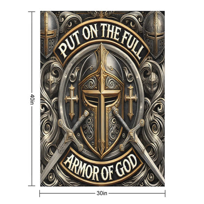 Put On The Full Armor Of God Christian Flannel Throw Blanket