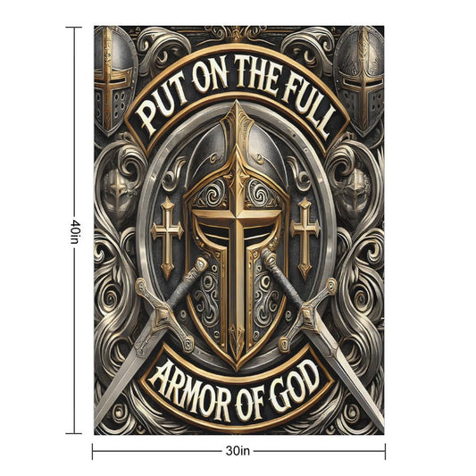 Put On The Full Armor Of God Christian Flannel Throw Blanket